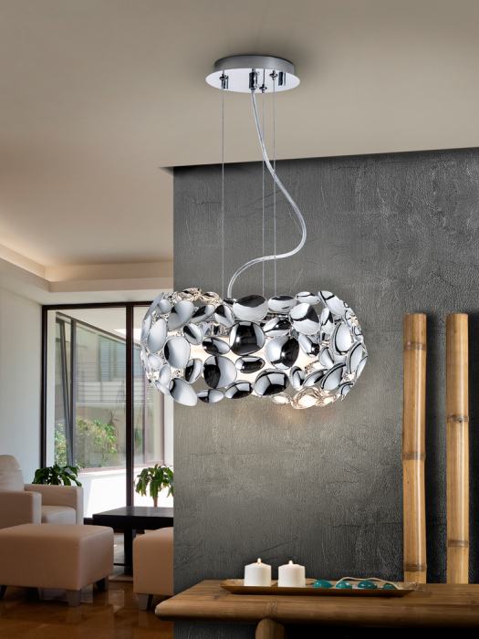 Lustra moderna crom Daria, Ø 32 cm, metal, inaltime reglabila, 266172 - Schuller [2]