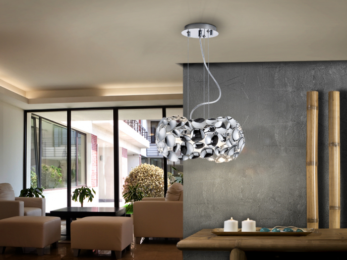Lustra moderna crom Daria, Ø 32 cm, metal, inaltime reglabila, 266172 - Schuller [3]