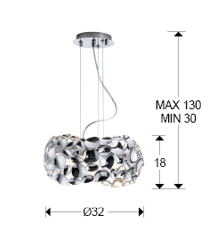 Lustra moderna crom Daria, Ø 32 cm, metal, inaltime reglabila, 266172 - Schuller [4]