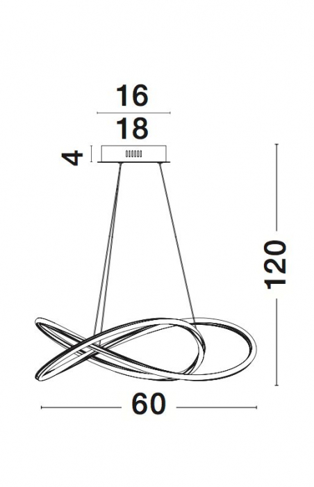 Lustra moderna crom forma bucla Lempi 60 cm, iluminare LED, 8101141 - Novaluce [4]