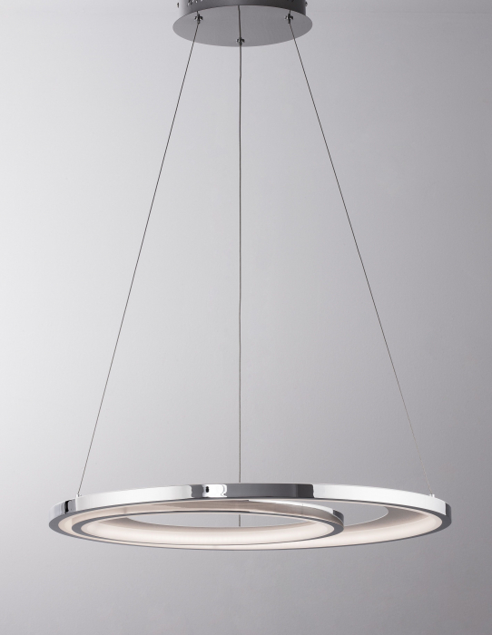 Lustra moderna crom Melin Ø62 cm LED dimabil, forma rotunda doua cercuri, 9180302 - Novaluce [3]