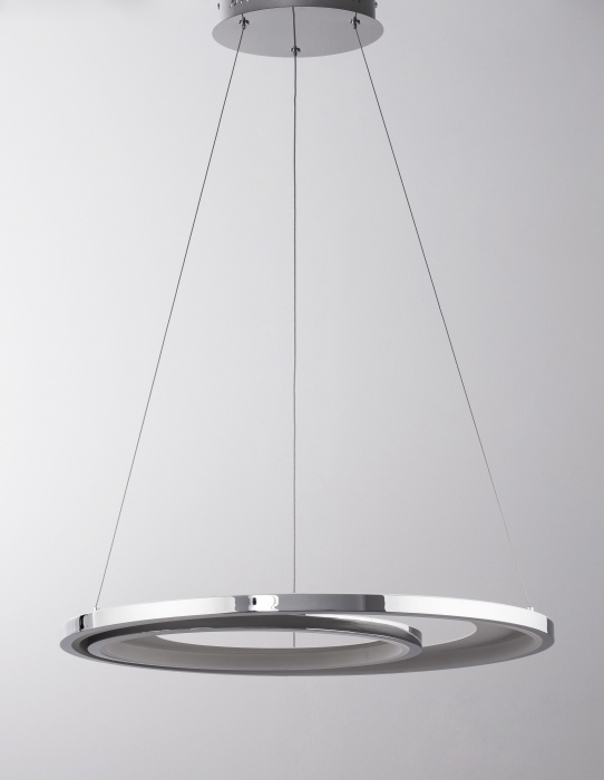 Lustra moderna crom Melin Ø62 cm LED dimabil, forma rotunda doua cercuri, 9180302 - Novaluce [2]