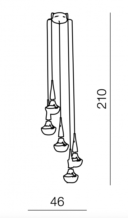 Lustra moderna cu 5 pendule suspendate albe/negre Eglan 46x210, design modern, 5 becuri, AZ 0261 - Azzardo [4]
