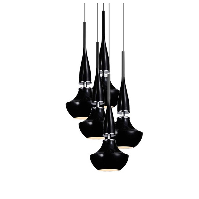 Lustra moderna cu 5 pendule suspendate albe/negre Eglan 46x210, design modern, 5 becuri, AZ 0261 - Azzardo [5]