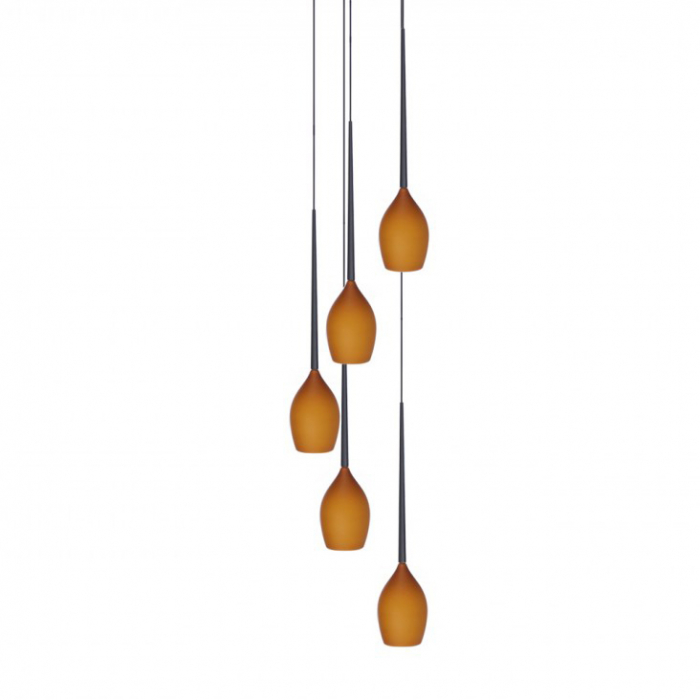 Lustra moderna cu 5 pendule suspendate Garnet 40 cm, diverse culori, detaliu metalic negru, AZ 0311 - Azzardo [7]