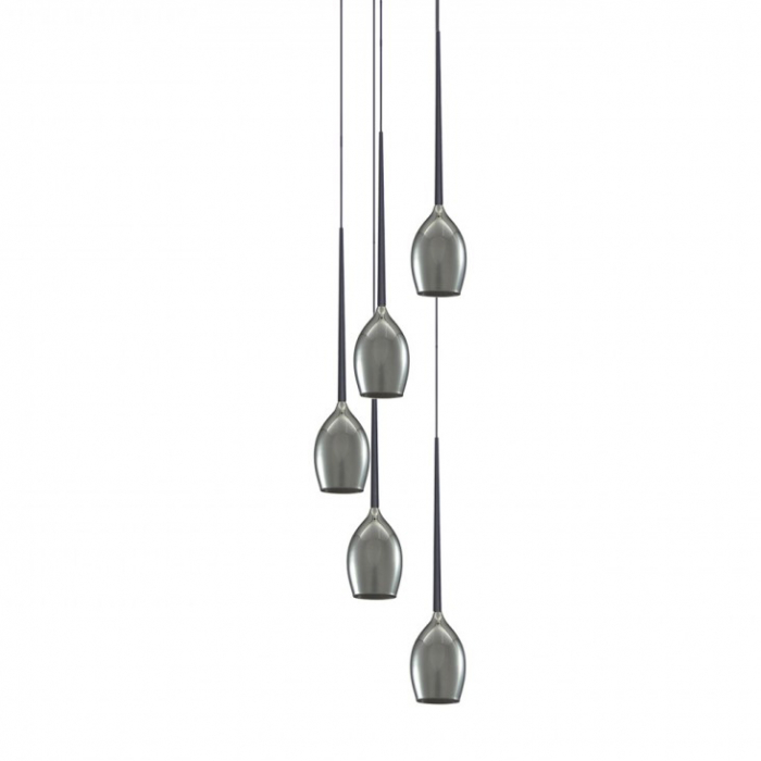 Lustra moderna cu 5 pendule suspendate Garnet 40 cm, diverse culori, detaliu metalic negru, AZ 0311 - Azzardo [14]