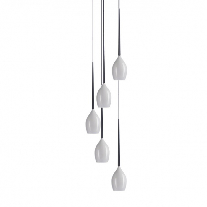 Lustra moderna cu 5 pendule suspendate Garnet 40 cm, diverse culori, detaliu metalic negru, AZ 0311 - Azzardo [3]