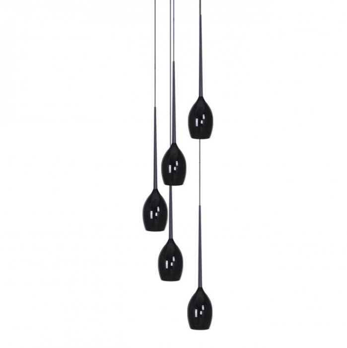 Lustra moderna cu 5 pendule suspendate Garnet 40 cm, diverse culori, detaliu metalic negru, AZ 0311 - Azzardo [6]