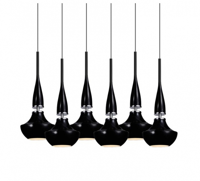Lustra moderna cu 6 pendule suspendate albe/negre Eglan Line 85x39 cm, design modern, AZ 0262 - Azzardo [2]