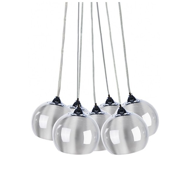 Lustra moderna cu 7 pendule tip glob crom/negru Branis 40 cm metal/sticla balistica, AZ 0635 - Azzardo [3]