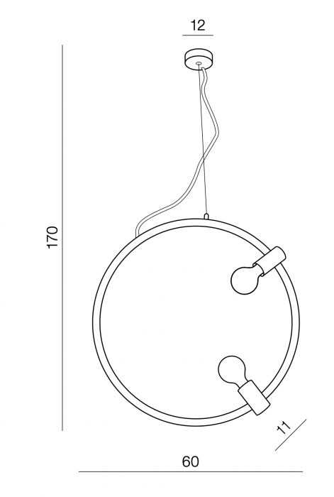 Lustra moderna inel rotund alb/negru cu 2 becuri Paca 60 cm, metal, AZ 3354 - Azzardo [4]