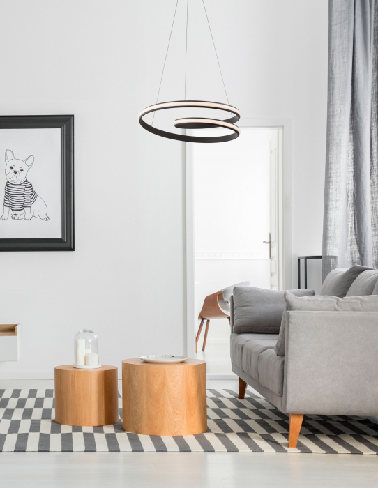 Lustra moderna LED alba/neagra Jorun 55 cm in forma de bucla, 9357041 - Novaluce [11]