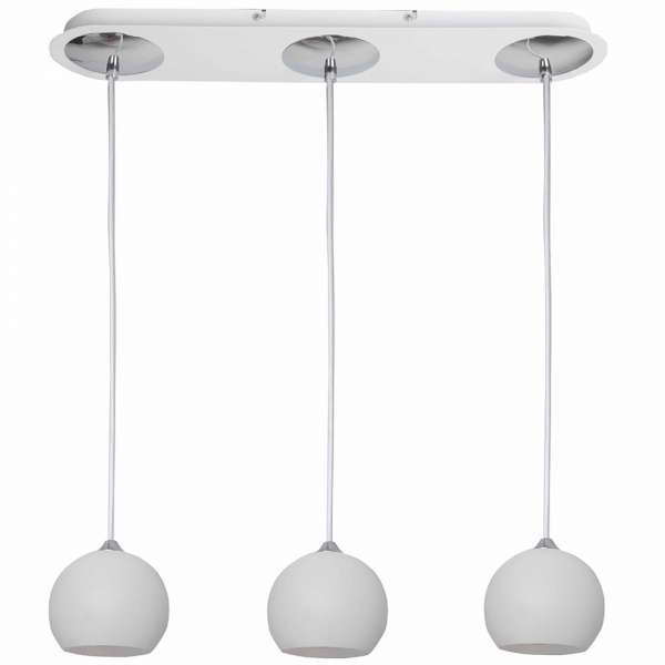 Lustra moderna liniara cu 3 pendule tip glob crom/alb/negru Branis 57 cm metal/sticla balistica, AZ 0638 - Azzardo [4]