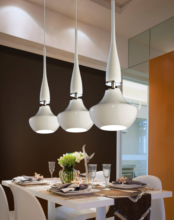 Lustra moderna liniara cu 4 pendule suspendate albe/negre Eglan Line 101 cm, design modern, 4 becuri, AZ 0884 - Azzardo [5]