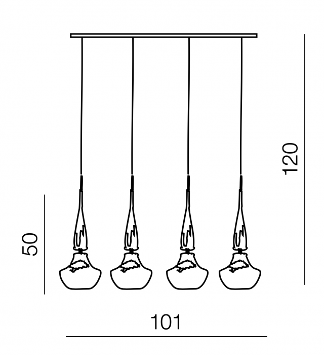 Lustra moderna liniara cu 4 pendule suspendate albe/negre Eglan Line 101 cm, design modern, 4 becuri, AZ 0884 - Azzardo [6]