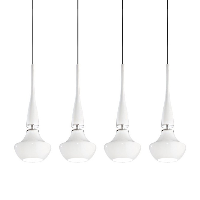Lustra moderna liniara cu 4 pendule suspendate albe/negre Eglan Line 101 cm, design modern, 4 becuri, AZ 0884 - Azzardo [2]