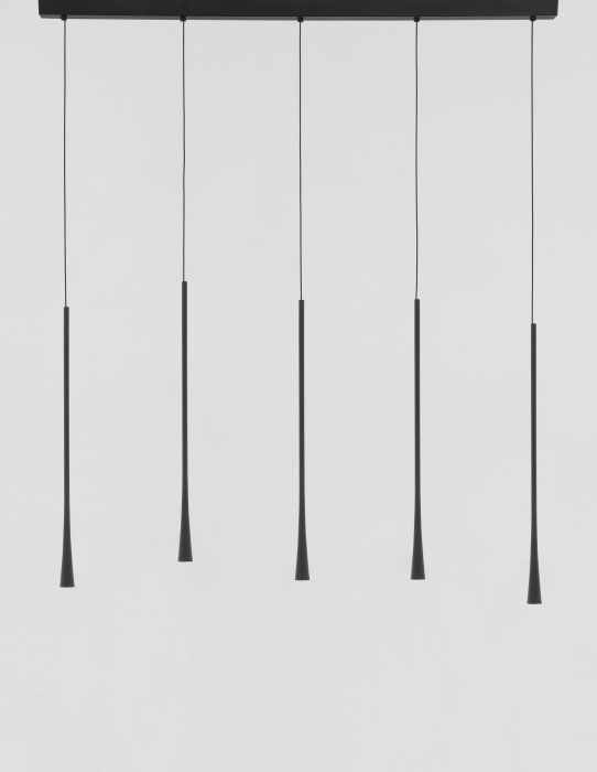 Lustra moderna liniara cu 5 pendule Govin 110 cm, iluminare LED, metal negru, 9504001 - Novaluce [2]