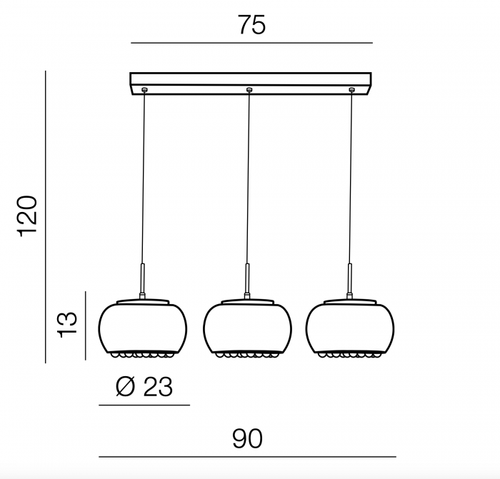 Lustra moderna liniara cu pendule Inha Line 90 cm cu cristale, sticla cromata/metal, AZ 2454 - Azzardo [3]