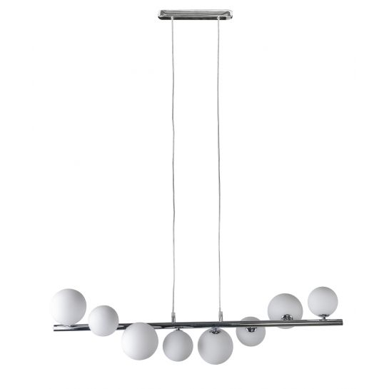 Lustra moderna liniara Maxi 82 cm, globuri albe/suport metal crom, 7 becuri, AZ 2102 - Azzardo [3]
