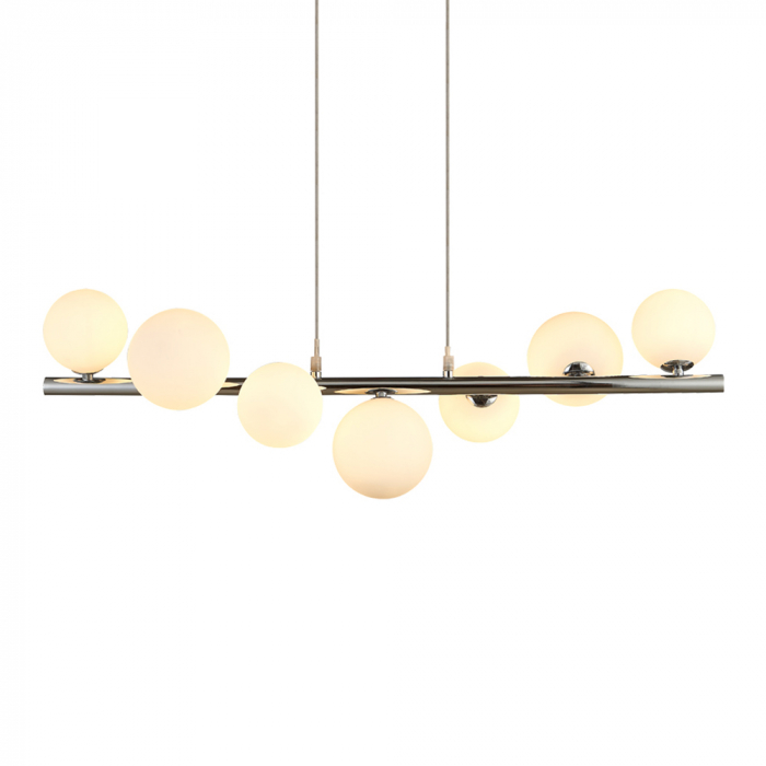 Lustra moderna liniara Maxi 82 cm, globuri albe/suport metal crom, 7 becuri, AZ 2102 - Azzardo [2]