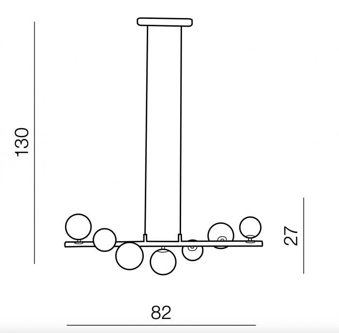 Lustra moderna liniara Maxi 82 cm, globuri albe/suport metal crom, 7 becuri, AZ 2102 - Azzardo [6]