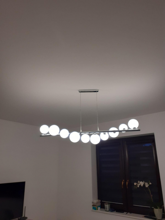 Lustra moderna liniara Maxi 82 cm, globuri albe/suport metal crom, 7 becuri, AZ 2102 - Azzardo [5]