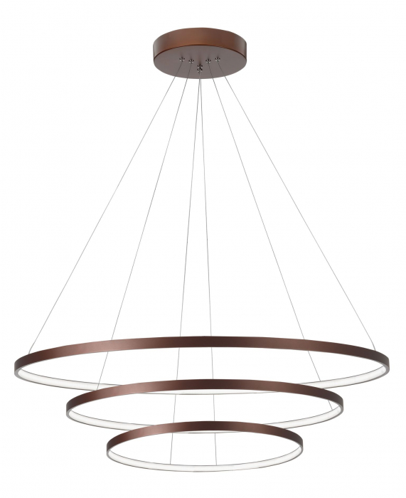 Lustra moderna maro/alb mat Viken Ø80 cm cu iluminare LED dimabila, abajur trei cercuri inaltime reglabila, 6265004 - Novaluce [2]