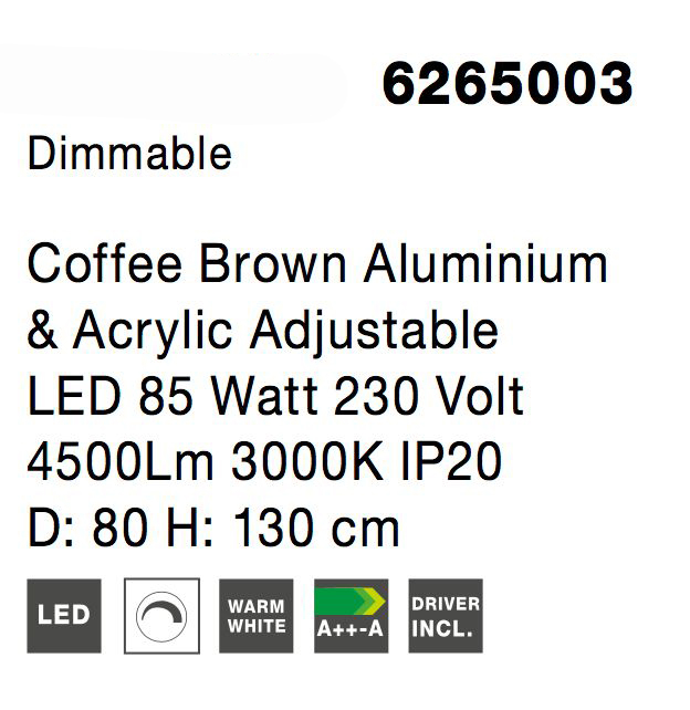 Lustra moderna maro Viken Ø80 cm cu iluminare LED dimabila, abajur tip cerc inaltime reglabila, 6265003 - Novaluce [5]
