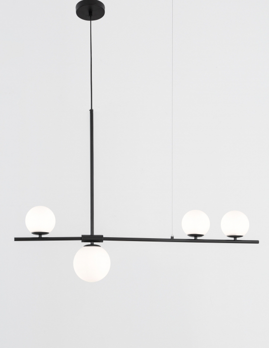 Lustra moderna neagra Buster 100 cm, 4xG9, globuri albe sticla, design lux, 9100441 - Novaluce [3]