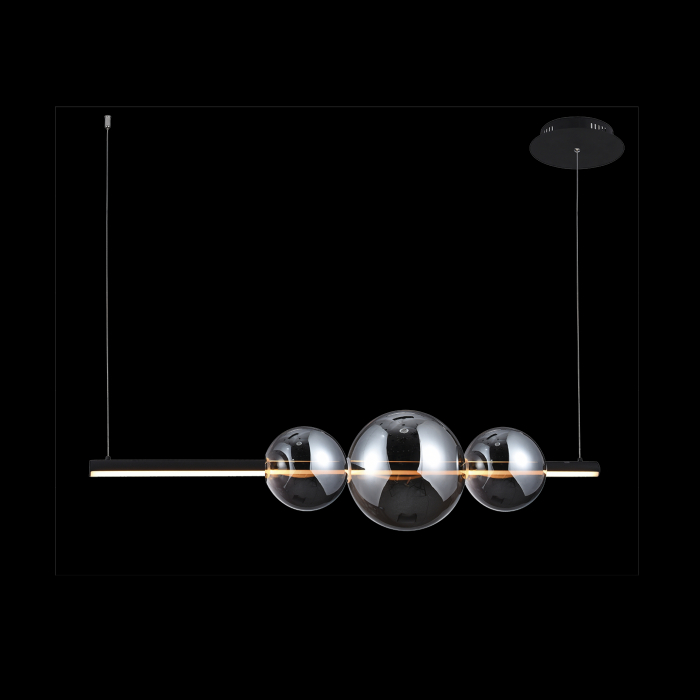 Lustra moderna neagra Uros 120 cm, iluminare LED dimabila, 3 globuri sticla fumurie, AZ 3352 - Azzardo [3]