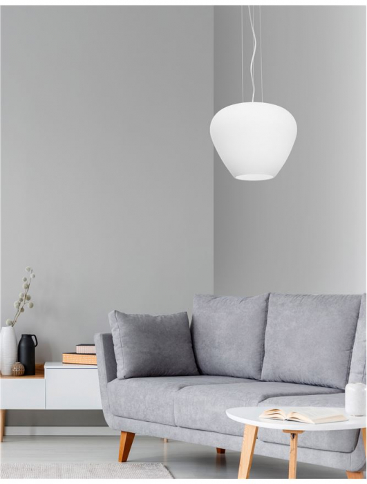Lustra moderna pendul sticla crom/alba Shiree Ø 30 cm, inaltime reglabila, 9207601 - Novaluce [2]