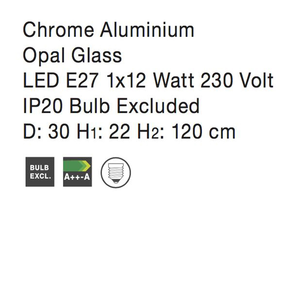 Lustra moderna pendul sticla crom/alba Shiree Ø 30 cm, inaltime reglabila, 9207601 - Novaluce [4]
