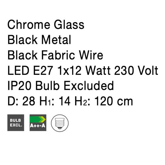 Lustra moderna pendul sticla crom Ivka Ø 28 cm, inaltime reglabila, 9726482 - Novaluce [6]