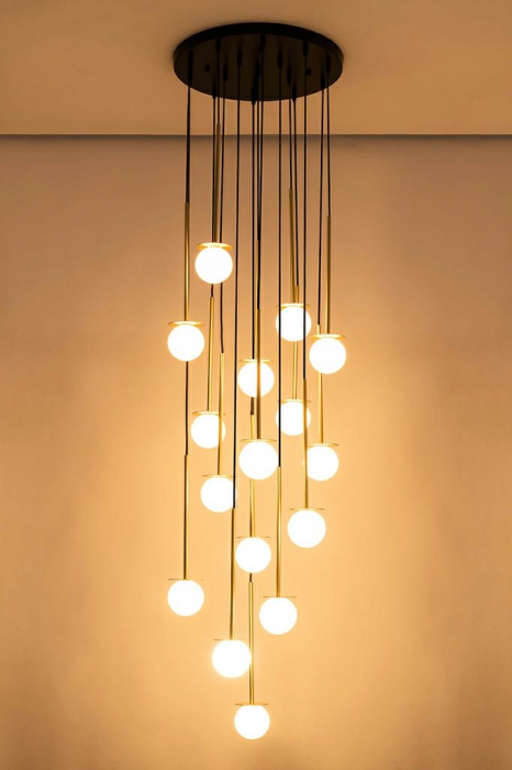 Lustra moderna pendule globuri albe cu auriu Arcadius Round 50x50 cm, design lux, 16 becuri, JD8006-16 - King [6]