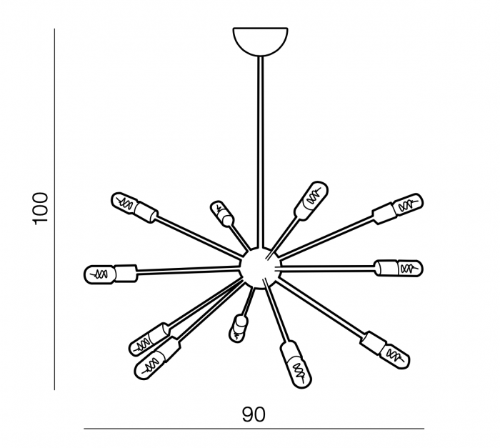 Lustra moderna retro tip pendul alba/neagra Star 90 cm, metal, 18 becuri, AZ 1658 - Azzardo [3]