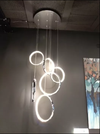 Lustra moderna Roch, inele cu cristale si iluminare LED, 60x160 cm, metal crom, AZ 2450 - Azzardo [4]