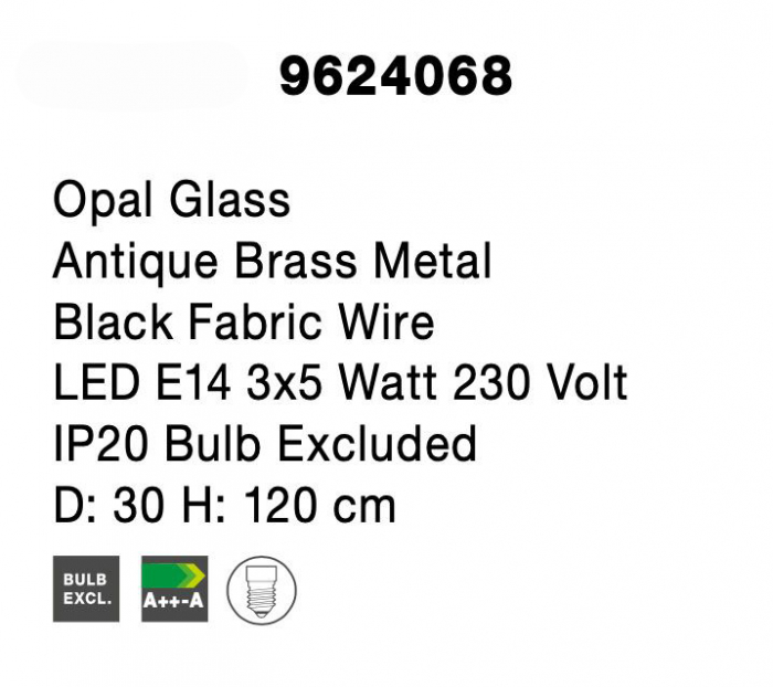 Lustra moderna rotunda 3 pendule diferite alb cu auriu Felicia Ø30 cm, sticla/metal, 9624068 - Novaluce [6]