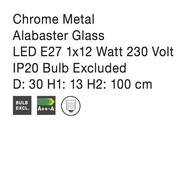 Lustra moderna rotunda alba Devra Ø 30/40 cm, abajur sticla, baza metal, 605805 - Novaluce [8]