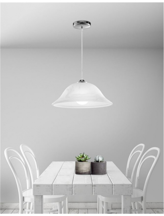 Lustra moderna rotunda alba Devra Ø 30/40 cm, abajur sticla, baza metal, 605805 - Novaluce [5]