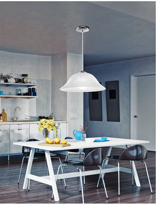 Lustra moderna rotunda alba Devra Ø 30/40 cm, abajur sticla, baza metal, 605805 - Novaluce [2]