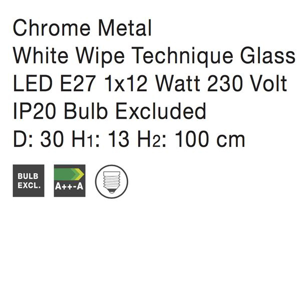 Lustra moderna rotunda alba Devra Ø 30/40 cm, abajur sticla, baza metal, 600821 - Novaluce [4]