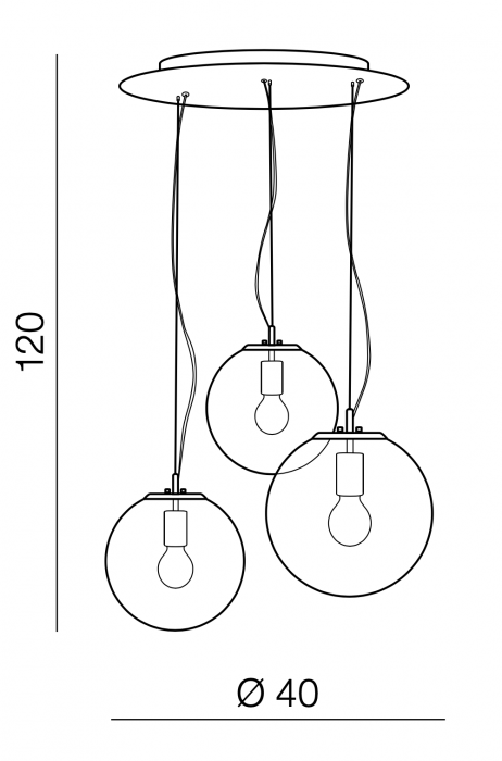Lustra moderna rotunda cu 3 pendule tip glob Yonca Round 40 cm, sticla transparenta/ crom, AZ 3104 - Azzardo [2]