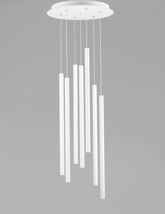 Lustra moderna rotunda cu 7 pendule LED suspendate Youri Ø40 cm alba/neagra, 9184023 - Novaluce [3]