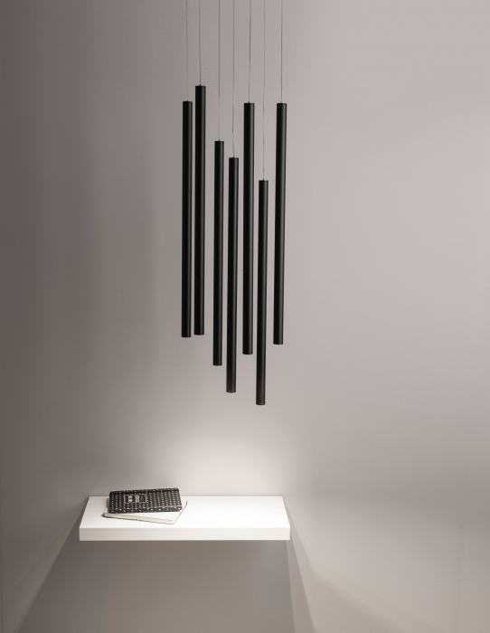 Lustra moderna rotunda cu 7 pendule LED suspendate Youri Ø40 cm alba/neagra, 9184023 - Novaluce [21]