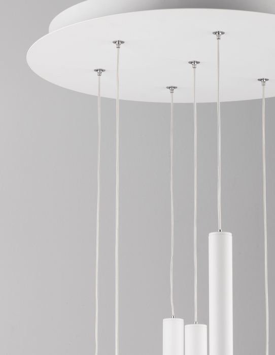 Lustra moderna rotunda cu 7 pendule LED suspendate Youri Ø40 cm alba/neagra, 9184023 - Novaluce [7]