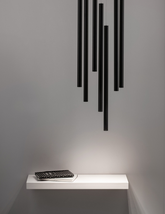 Lustra moderna rotunda cu 7 pendule LED suspendate Youri Ø40 cm alba/neagra, 9184023 - Novaluce [14]