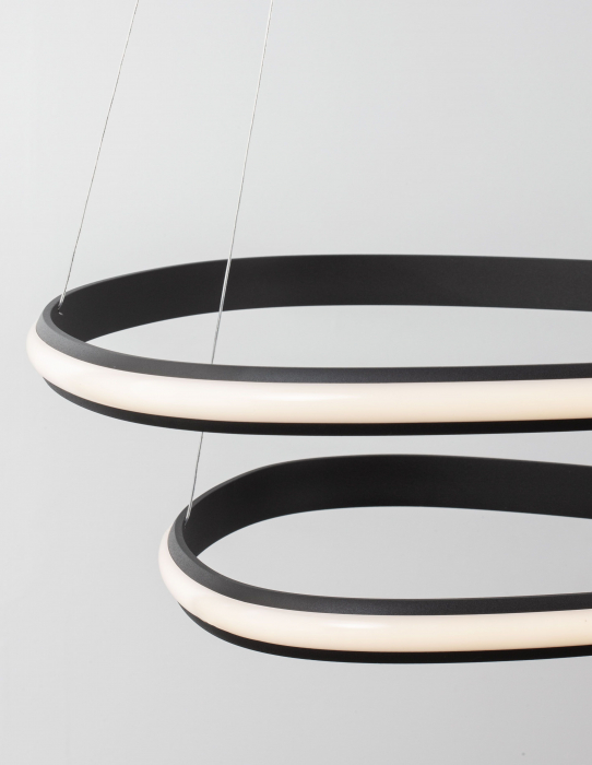 Lustra moderna rotunda dimabila LED Valens Ø59 cm, abajur doua cercuri negre/albe, 9357061 - Novaluce [14]