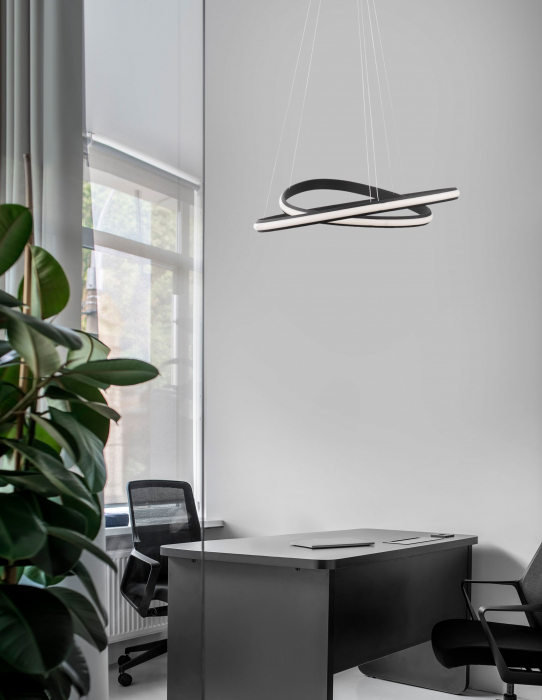 Lustra moderna rotunda dimabila LED Valens Ø59 cm, abajur doua cercuri negre/albe, 9357061 - Novaluce [15]