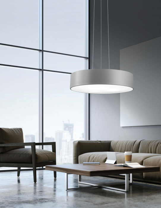 Lustra moderna rotunda LED alba/gri Gonca Ø60 cm, aluminiu & acril, 616803 - Novaluce [6]