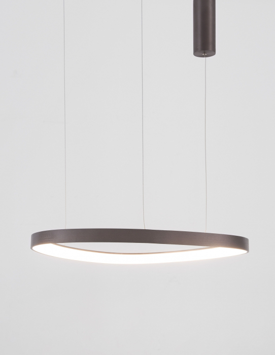 Lustra moderna rotunda LED dimabil Rinat 65 cm metal alb/negru/maro, design minimalist, 9053553 - Novaluce [3]